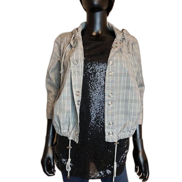Vertigo Paris Plaid Snap Front Hooded Jacket (XS) - Picture 1 of 12